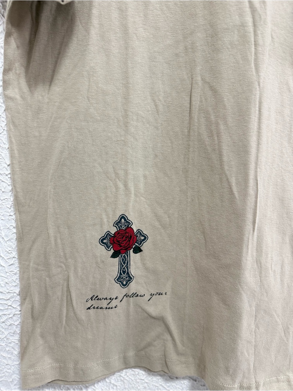Taco Tuesday Luxury Skull Cross Rose Graphic T-Shirt Beige Men’s Shirt - Picture 3 of 5